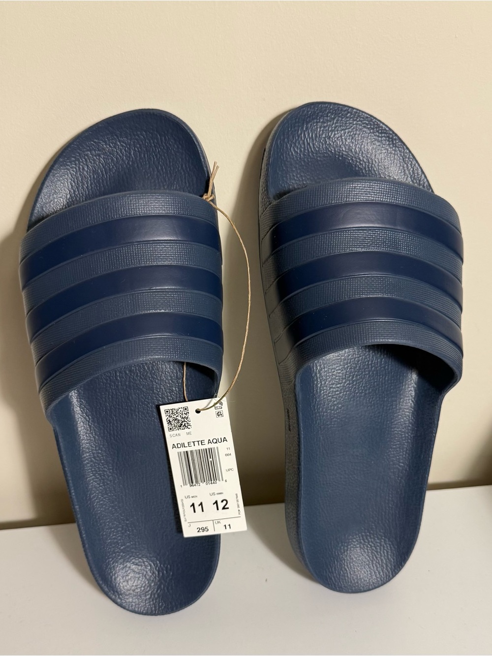 Adidas Adilette Aqua Slide Sandals in Navy Blue - Picture 3 of 6